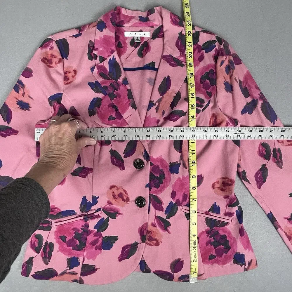 VTG Cabi Pink Floral Two Button Blazer Womens 8 Feminine Cottagecore - Picture 8 of 8